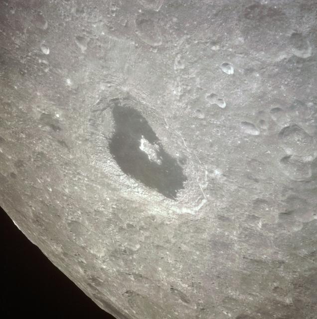 View of the lunar farside showing crater Tsiolkovsky from Apollo 13