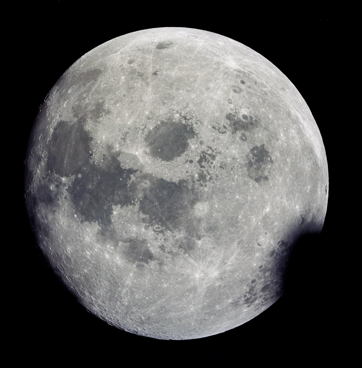 AS13-60-8703 (11-17 April 1970) --- This outstanding view of a near full moon was photographed from the Apollo 13 spacecraft during its trans-Earth journey homeward. Though the explosion of the oxygen tank in the Service Module (SM) forced the cancellation of the scheduled lunar landing, Apollo 13 made a pass around the moon prior to returning to Earth. Some of the conspicuous lunar features include the Sea of Crisis, the Sea of Fertility, the Sea of Tranquility, the Sea of Serenity, the Sea of Nectar, the Sea of Vapors, the Border Sea, Smyth's Sea, the crater Langrenus, and the crater Tsiolkovsky.