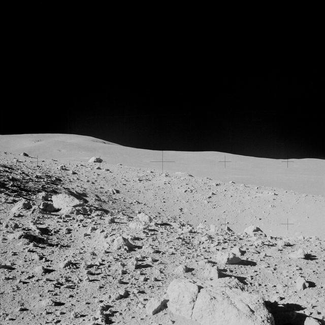 NASA image: View of field of boulders on flank of Cone Crater