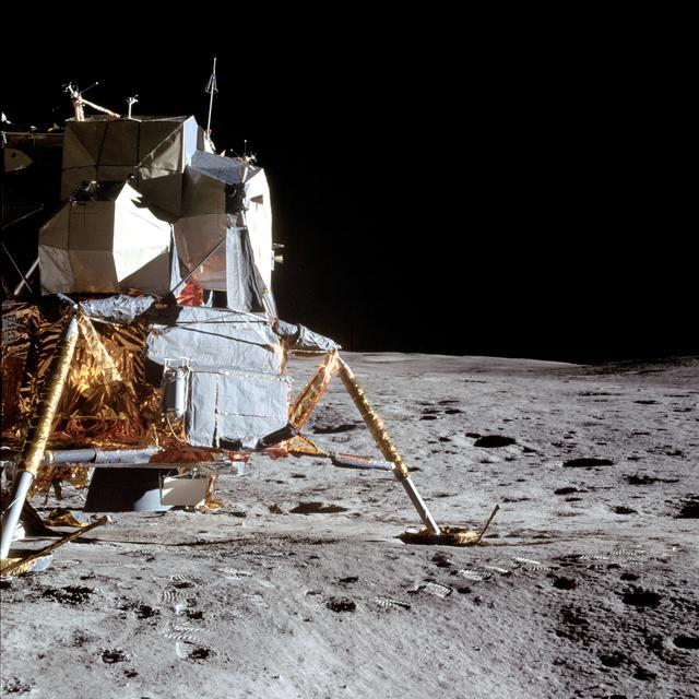 NASA image: Apollo 14 Mission image - View of the Lunar Module to the north. 
