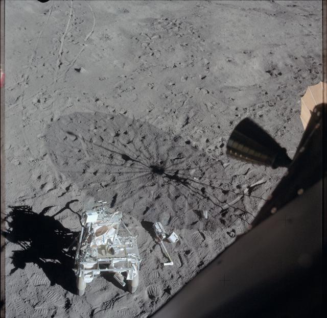 NASA image: View of lunar surface from the inside of the Apollo 14 Lunar Module