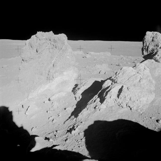 NASA image: Apollo 14 Mission image - View of several boulders.