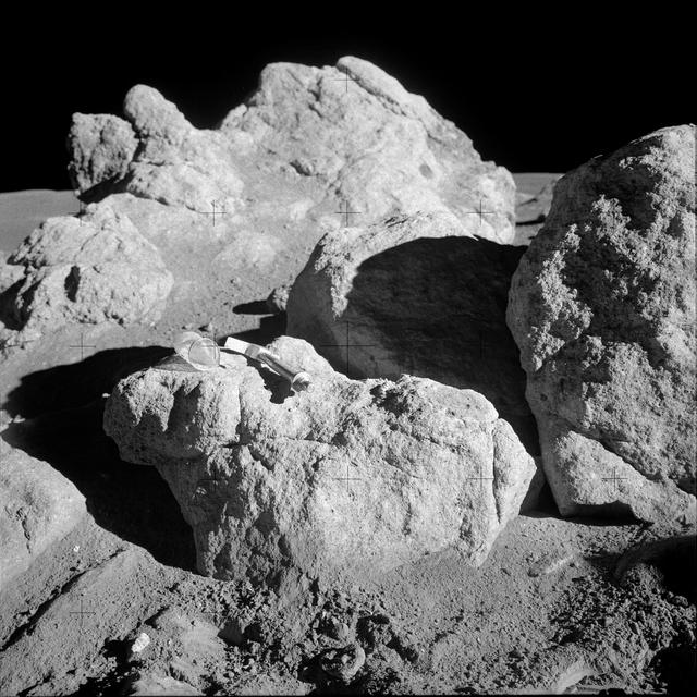 NASA image: View of large boulder found by Apollo 14 crew