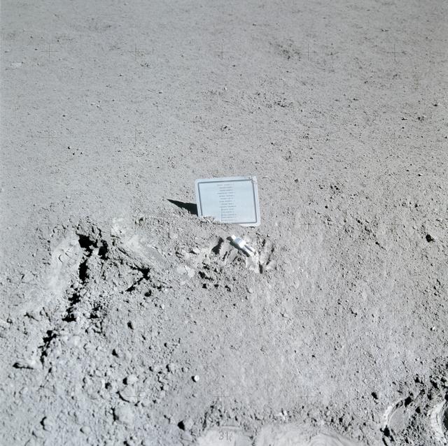 NASA image: View of Commemorative plaque left on moon at Hadley-Apennine landing site