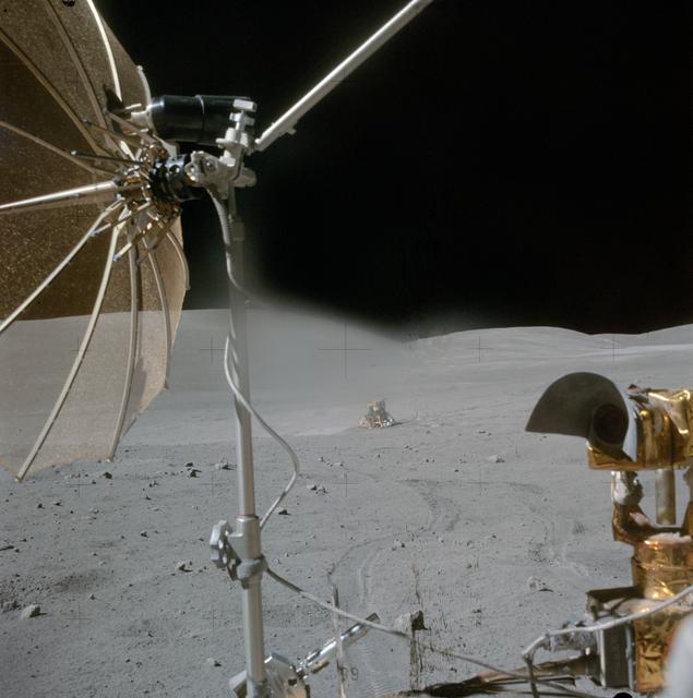 NASA image: Apollo 16 lunar module "Orion" photographed from distance during EVA