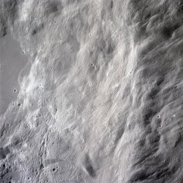 NASA image: Apollo 16 Mission image - View of the north rim of the King Crater.