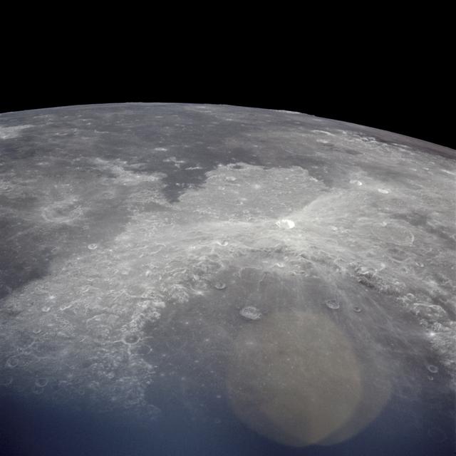 NASA image: Apollo 16 Mission image - View of the Seas of Serenity, Crisis and Tranquility.