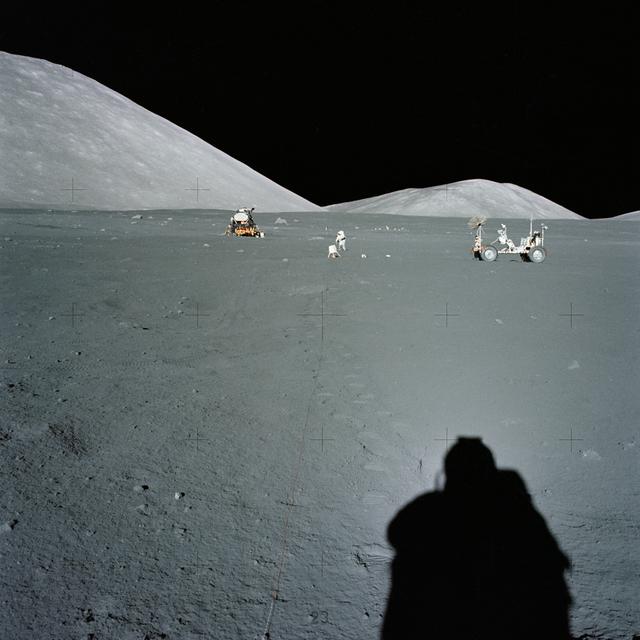 NASA image: Wide-angle view of Apollo 17 lunar landing site