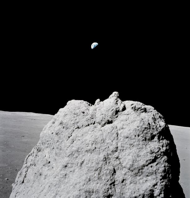 NASA image: View of boulder photographed during second Apollo 17 EVA