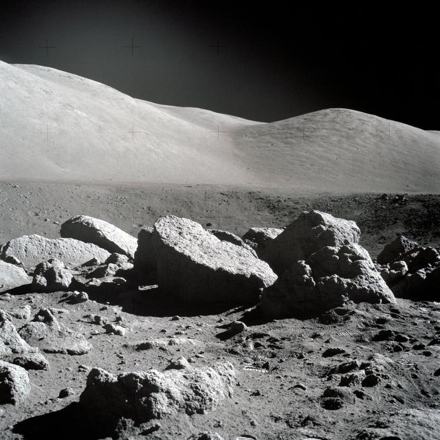NASA image: Panoramic view of Station 5 (Camelot Crater) during Apollo 17 EVA-2
