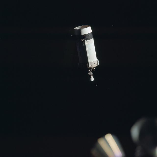 NASA image: View of the expended Saturn IVB stage after transposition/docking