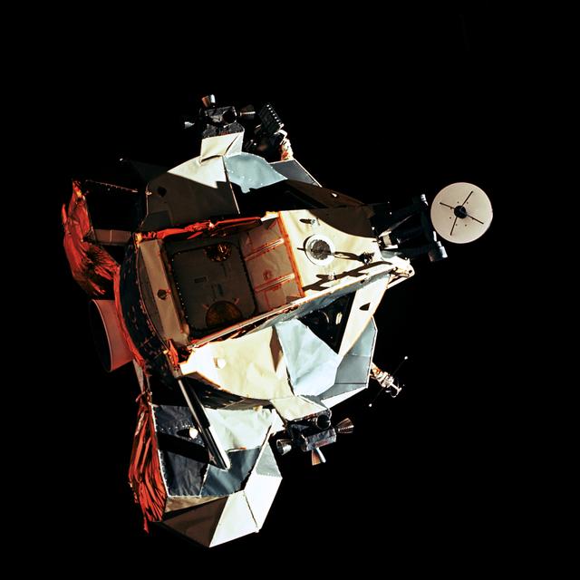 NASA image: View of the Lunar Module "Challenger" in lunar orbit