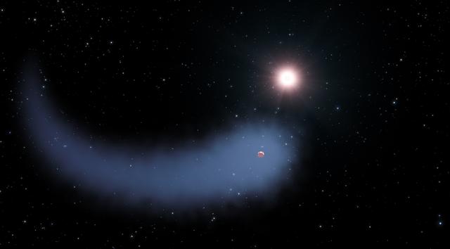 NASA image: Hubble Sees a “Behemoth” Bleeding Atmosphere Around a Warm Exoplanet