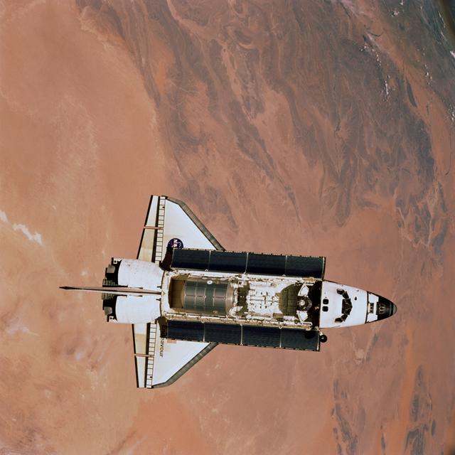 NASA image: STS-100 orbiter Endeavour approaching ISS for docking