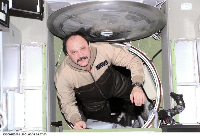 NASA image: Usachev in Service Module hatch