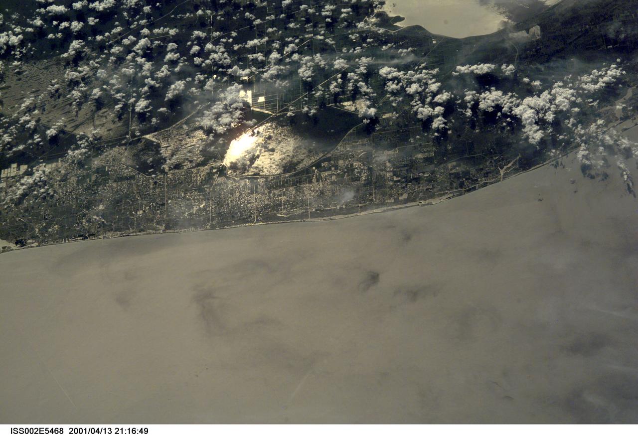 ISS002-E-5468 (13 April 2001) --- From the International Space Station (ISS), an Expedition Two crew member photographed part of the Atlantic coast side of southern Florida.  The eastern side of Lake Okeechobee is at upper right.  Miami and Miami Beach can be seen in another frame (5466) from this series of images, recorded with a digital still camera.
