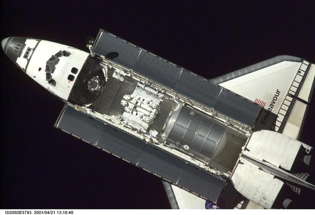 NASA image: Approach view of STS-100 Endeavour prior to docking