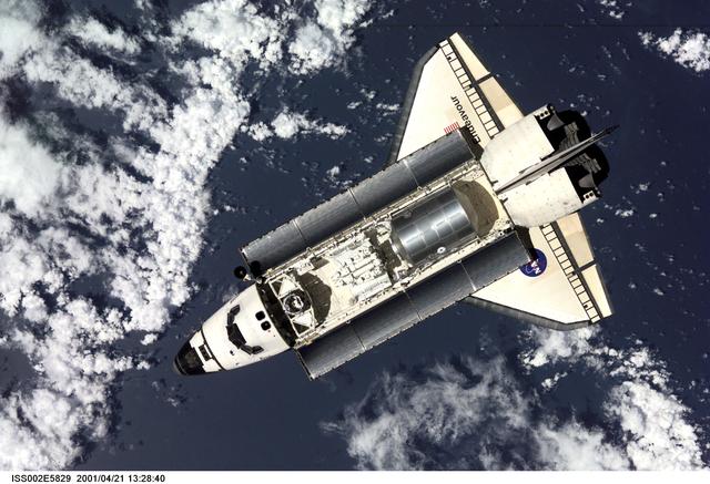 NASA image: Approach view of STS-100 Endeavour prior to docking