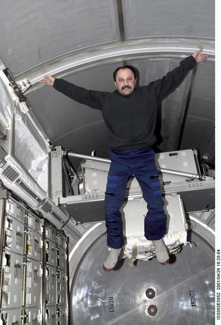 NASA image: Usachev in Raffaello Multi-Purpose Logistics Module (MPLM)