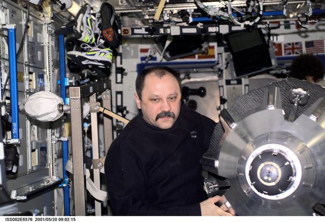 NASA image: Usachev with docking probe in Destiny module