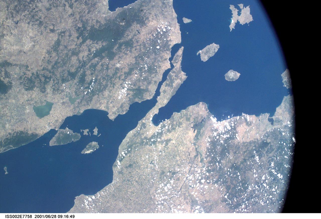 ISS002-E-7758 (28 June 2001) --- View of the Dardanelles, Turkey, as photographed with a digital still camera aboard the International Space Station (ISS).