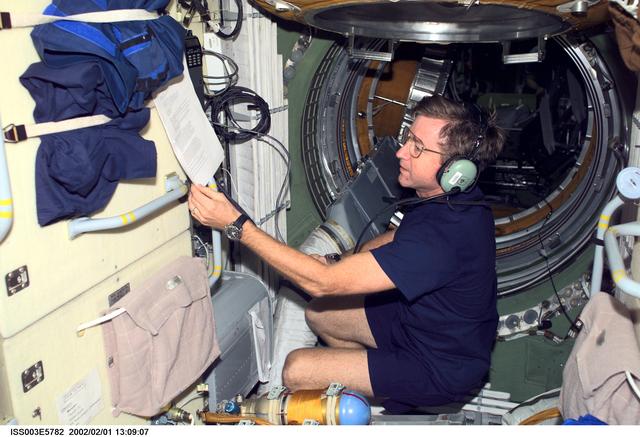 NASA image: Culbertson uses the HAM radio equipment in the FGB during Expedition Three