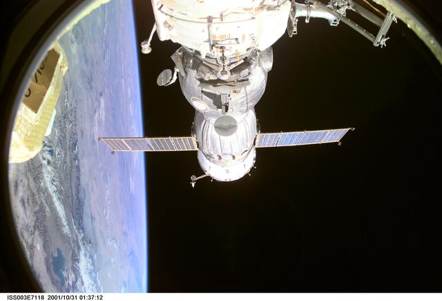 NASA image: View of the Soyuz carrying the Taxi crew during undocking from the ISS