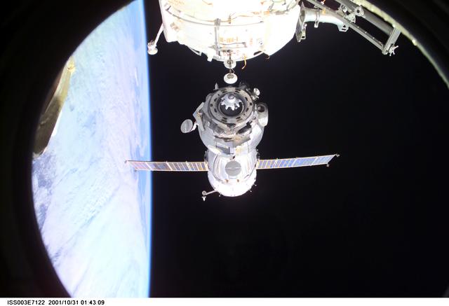 NASA image: View of the Soyuz carrying the Taxi crew during undocking from the ISS