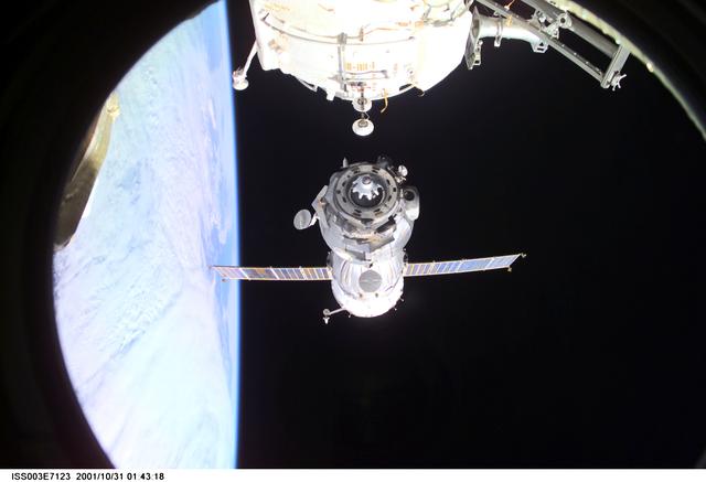 NASA image: View of the Soyuz carrying the Taxi crew during undocking from the ISS