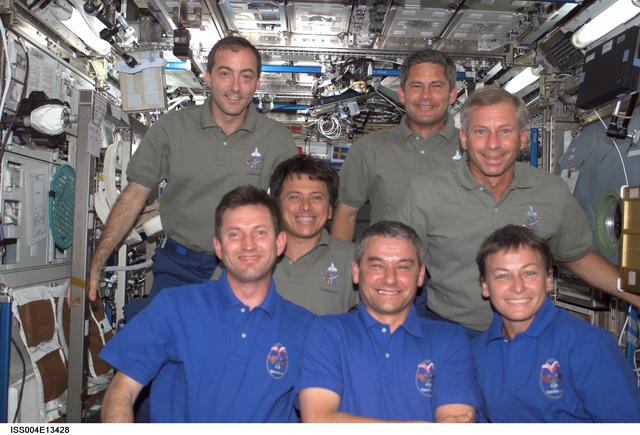 NASA image: STS-111 UF2 / Expedition Five group portrait in U.S. Lab