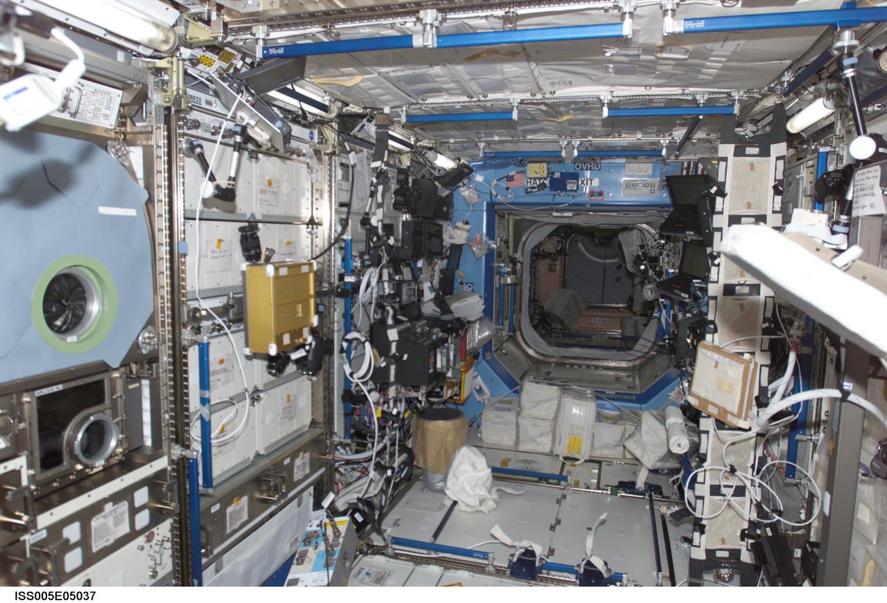 ISS005-E-05037 (15 June 2002) --- View of Destiny laboratory on the International Space Station (ISS).