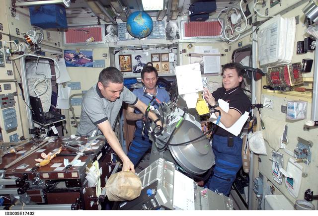 NASA image: Expedition Five crew perform maintenance on the TVIS