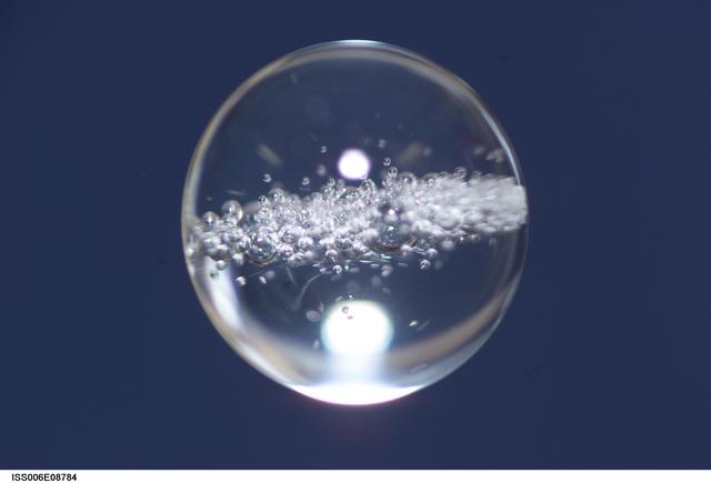 NASA image: Bubble formed as a result of a Zeolite Crystal Growth experiment in the U.S. Laboratory