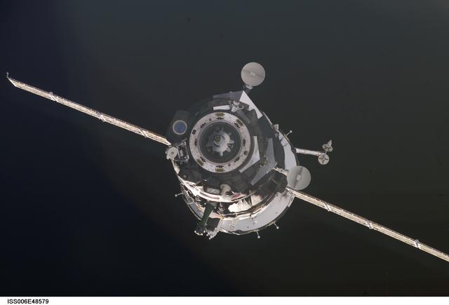 NASA image: View of Soyuz TMA-2 approaching the ISS during Expedition Six