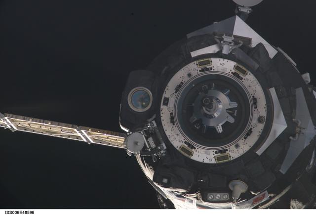 NASA image: View of Soyuz TMA-2 approaching the ISS during Expedition Six