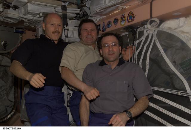 NASA image: Expedition Six and Seven crew in Destiny module