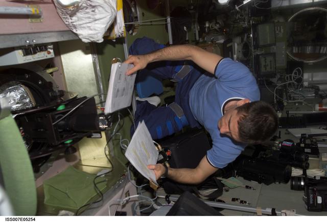 NASA image: Expedition Seven CDR Malenchenko at work in Zvezda Service module