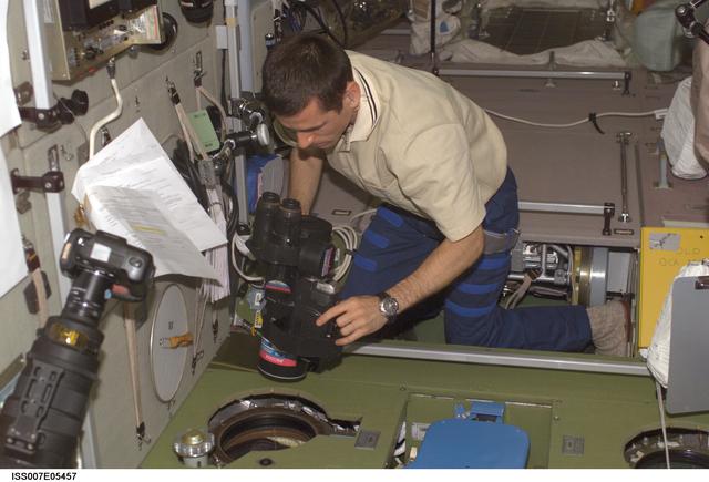 NASA image: Expedition Seven CDR Malenchenko in Zvezda Service module