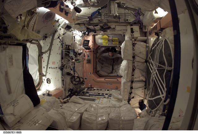 NASA image: CDR Yuri Malenchenko flying through Node 1/Unity