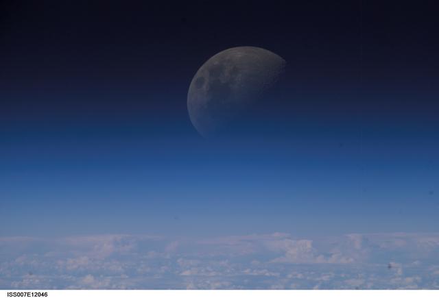 NASA image: Moon over an Earth limb taken by the Expedition Seven crew