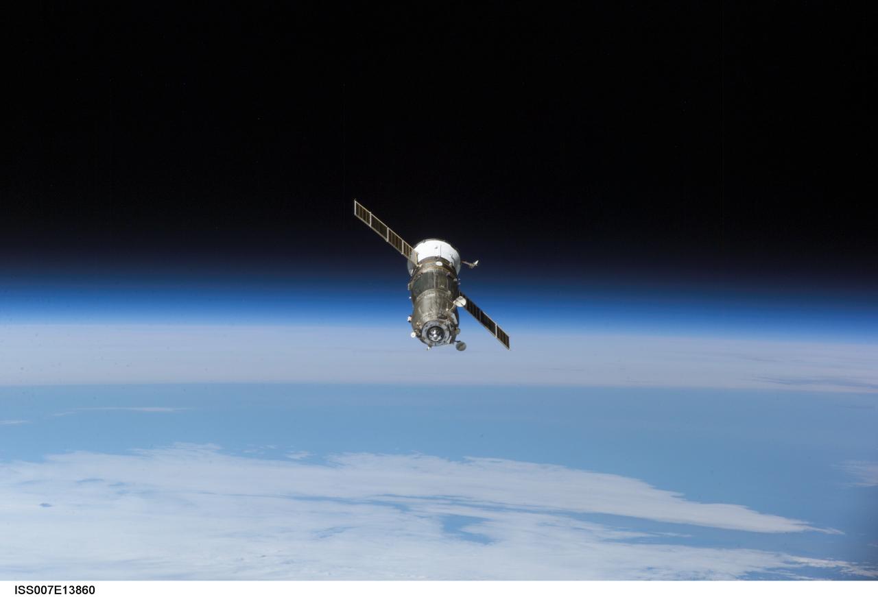 View of the Progress Spacecraft after undocking from the ISS during Expedition Seven