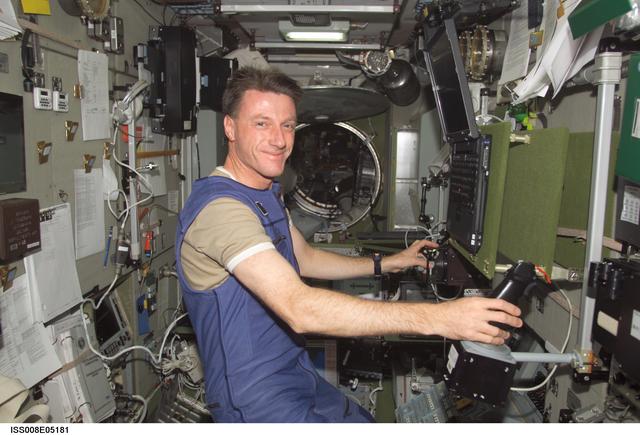 NASA image: Foale works with the Pilot experiment during Expedition 8