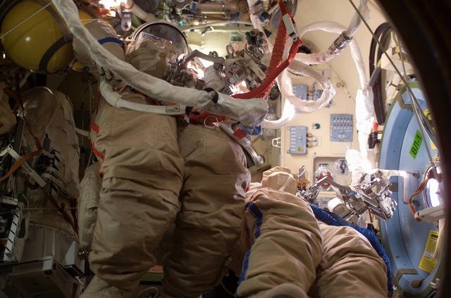 NASA image: Orlan suits stowed in Pirs DC following Expedition 8 EVA