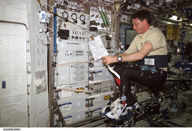 NASA image: Foale performs FOOT experiment OPS in the U.S. Lab during Expedition 8