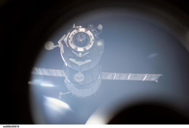 NASA image: Soyuz TMA-3 separates from the Space Station after undocking, taking the Expedition 8 crew back to Earth