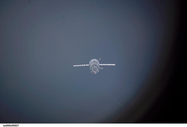 NASA image: Soyuz TMA-3 separates from the Space Station after undocking, taking the Expedition 8 crew back to Earth