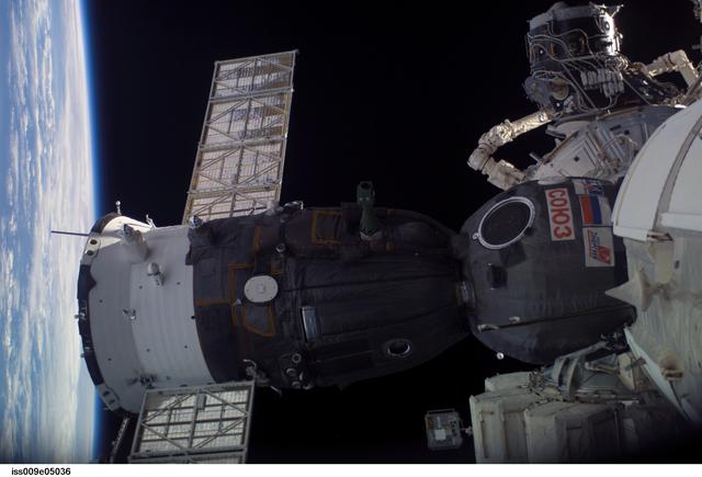 NASA image: Soyuz TMA-4 docked to the Zarya FGB during Expedition 9