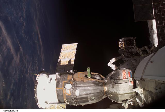 NASA image: Soyuz TMA-4 spacecraft attached to the Space Station during Expedition 9