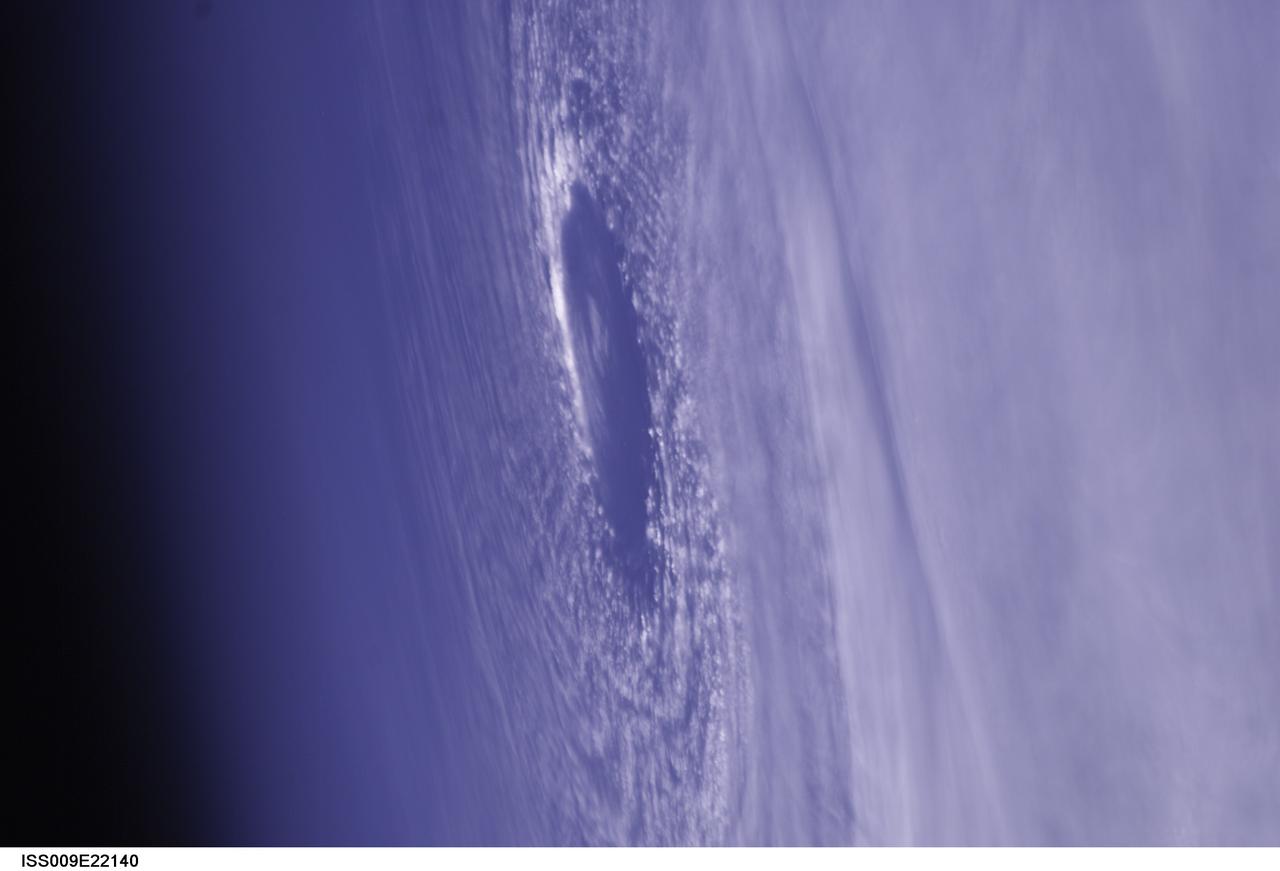 ISS009-E-22140 (11 September 2004) --- This image of the eye of Hurricane Ivan, one of the strongest hurricanes on record, was taken Saturday from an altitude of about 230 miles by Astronaut Edward M. (Mike) Fincke, NASA ISS science officer and flight engineer, aboard the International Space Station. At the time, Ivan was in the western Carribean Sea and reported to have winds of 160 mph.