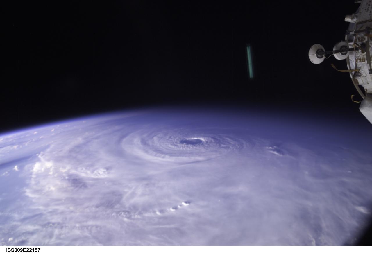 ISS009-E-22157  (11 September 2004) ---- This image of Hurricane Ivan, one of the strongest hurricanes on record, was taken Saturday from an altitude of about 230 miles by Astronaut Edward M. (Mike) Fincke, NASA ISS science officer and flight engineer, looking out the window of the International Space Station. At the time, Ivan was in the western Caribbean Sea and reported to have winds of 160 mph